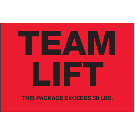 2 x 3"  - "Team Lift" (Fluorescent Red) Labels
