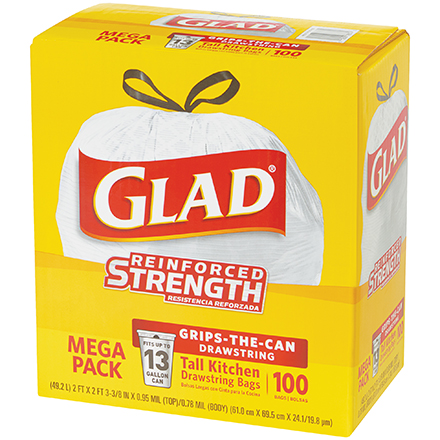 Glad<span class='rtm'>®</span> Drawstring Trash Bags - 13 Gallon, White